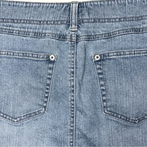 Loft Jean Denim mini skirt Women's Size 4 Blue Medium Wash Flower Embroidery y2k - Picture 13 of 13